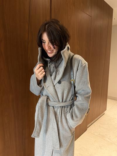 Premium Kalite , Dik Yaka , Gri Palto