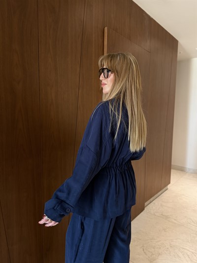 Orijinal Model , Özel Dokulu , Tek Düğmeli , Lacivert Kuşaklı Takım