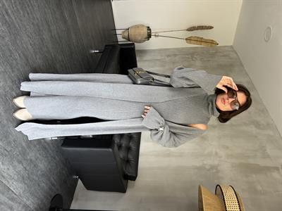 Gri , Hırkalı , Elbise Triko Takım