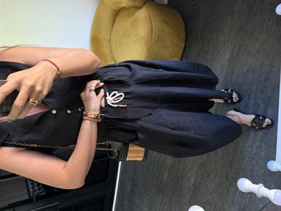 Siyah Beli Lastikli, Tencel Pantolon Etek