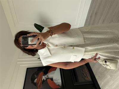 Premium, Kontras Dikişli, Beyaz Yelek