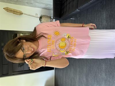 Güneş Baskılı , Pembe T-shirt