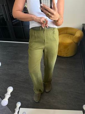 Orijinal Marka %100 Keten Haki Palazzo Pantolon