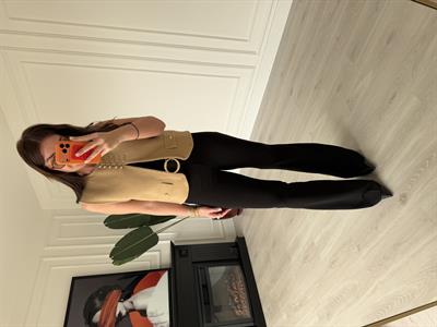 Gold Kemerli , Siyah , İspanyol Krep Pantolon