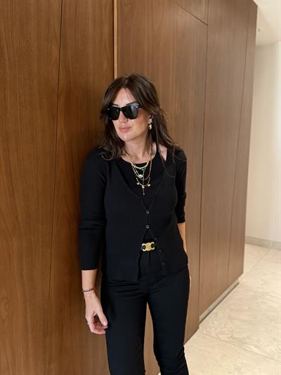 Halter Yakalı Atlet & Hırka , Siyah Triko Takım