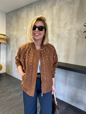 Orijinal Model Premium Taba Zımbalı Bomber Mont