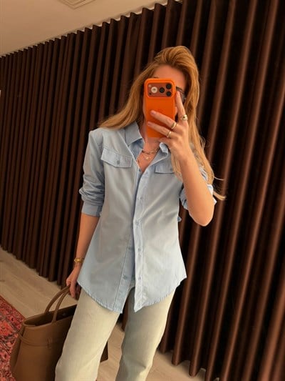 Orijinal Model , Vatkalı , Bebe Mavisi Gömlek