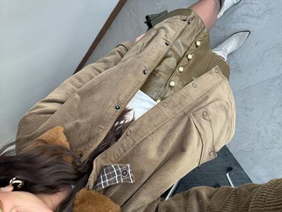 İçi Ekose Astarlı , Kürk Yakalı , Premium Kadife Ceket