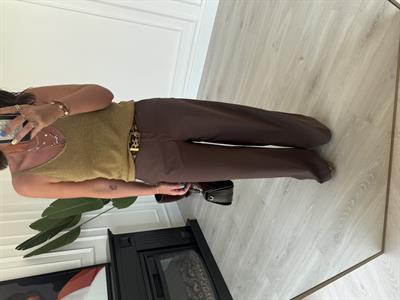 Karol ,Premium Kumaş , Tencel , Acı Kahve Palazzo Pantolon