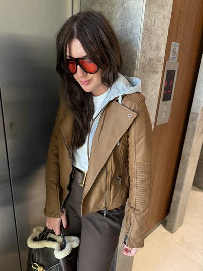 Çıkabilir Kapişonlu , Taba Deri Ceket