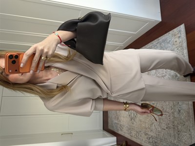 Orijinal Model , Yandan Bağlamalı , Bej Tencel Takım