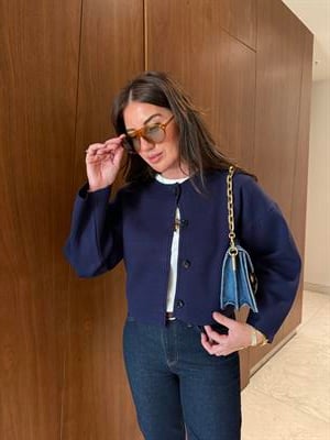 Std Beden , Premium Kalite , Lacivert , Triko Ceket