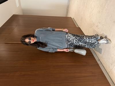 Beli Lastikli , Gri Leopar Saten Etek 