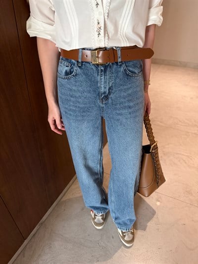 Kahve Deri Kemerli , Yumuşacık , Lacivert Palazzo Jean 