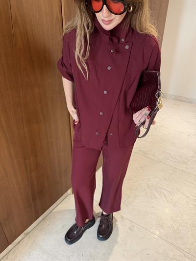 Bordo , Gömlek & Pantolon , Premium Takım