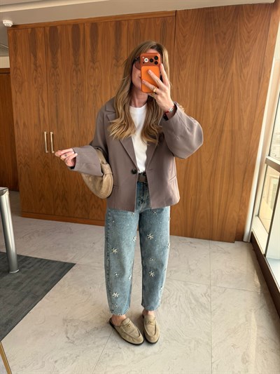 Orijinal Model , Tek Düğmeli , Premium Vizon Blazer Ceket