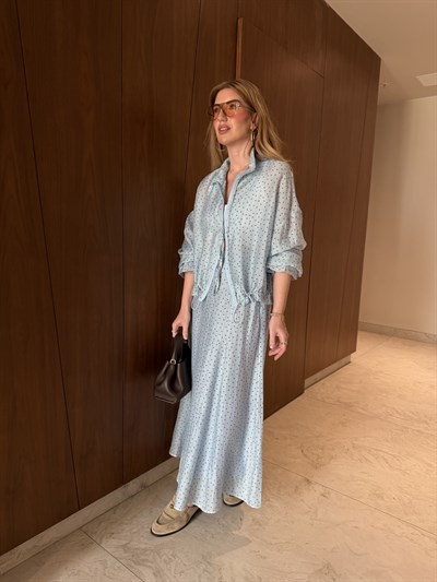 Kolları & Beli Lastikli , Bebe Mavisi , Premium Puantiyeli Takım