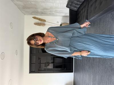 Kolye Aksesuarlı , İndigo , Etek & Bluz Takım