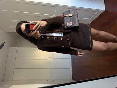 Parıltı Geçişli Acı Kahve Triko Premium Tüvit Etek