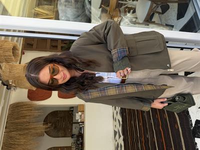 Premium Kalite , Kadife Yakalı , Haki Ceket