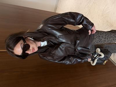 Kuşaklı , Acıkahve , Premium Deri Ceket