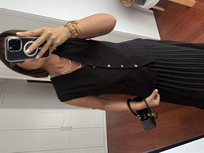 Yelek & Etek Tasarımı, Premium Seri İthal Keten Siyah Elbise