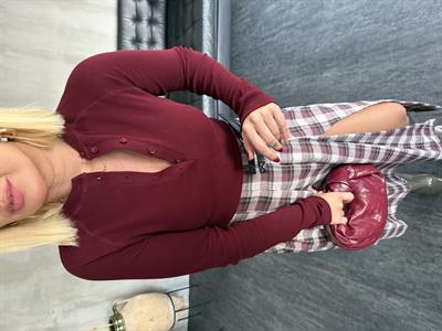 Önden Yarım Düğmeli , Bordo Body