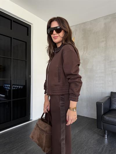 Orijinal Model , Kadife Detaylı , Acıkahve , Premium Eşofman Takımı