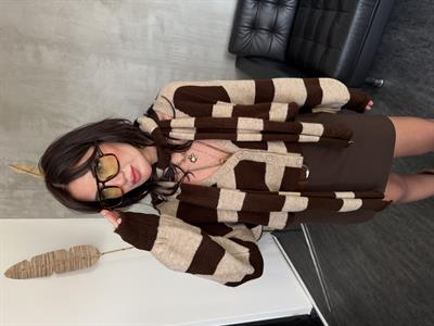 Orijinal Model , Bej & Acıkahve , Atkılı Triko Hırka