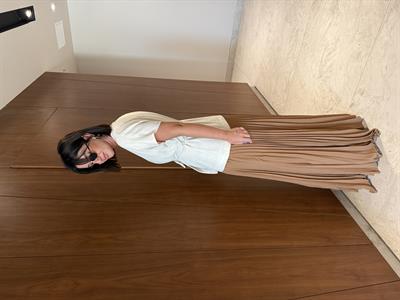 Orijinal Model , Kuşaklı Keten , Pliseli Elbise