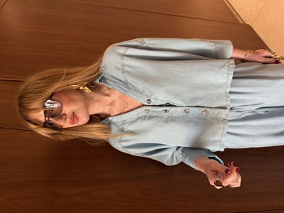 %100 Tencel Buz Mavisi Gömlek Pantalon Takım