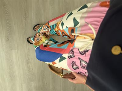 Beli Gizli Lastikl, Rengarenk Desenli Palazzo Pantolon