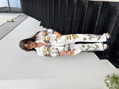 Haki Pastel Desenli , Premium , Gömlek & Pantolon Takım