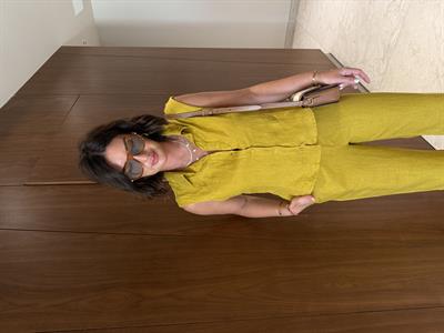 %100 İthal Keten , Premium , Hardal Gömlek Takım