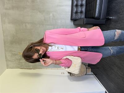 Orijinal Model , Kolu Büzgülü , Likralı , Pembe Blazer Ceket