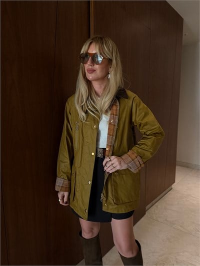 Orijinal Model , Yağlı Dokuda , Çift Cepli , Premium Yağ Yeşili Mont