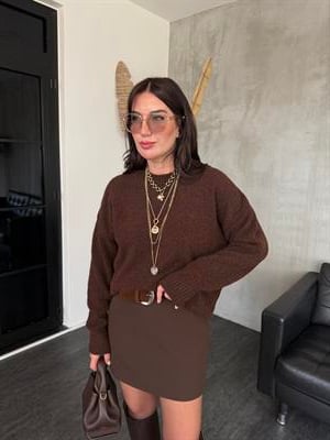 Yumuşacık Dokuda , Bisiklet Yaka , Acıkahve Triko
