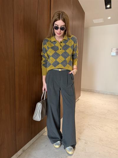 Yumuşacık Dokulu , Gri Palazzo Pantolon