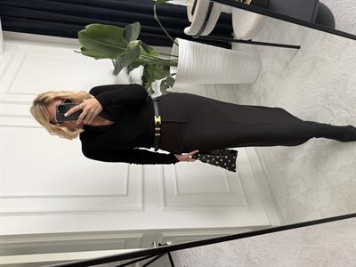 Premium Likralı Krep Kumaş , Arkası Yırtmaçlı , Siyah Kalem Etek