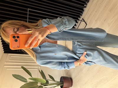 Marka Logolu , Mavi , Tencel Jean Takım