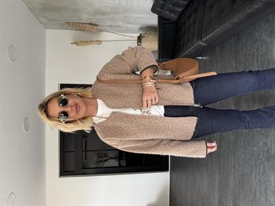 Önden Çift Frermuarlı , Kırçıllı Bej Ceket