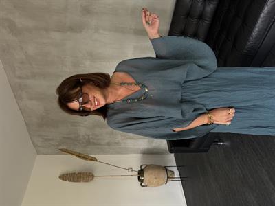 Kolye Aksesuarlı , İndigo , Etek & Bluz Takım