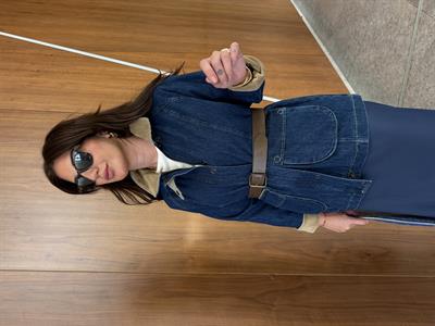 Kadife Yaka , İçi Ekose Astarlı , Kemerli , Premium Jean Ceket