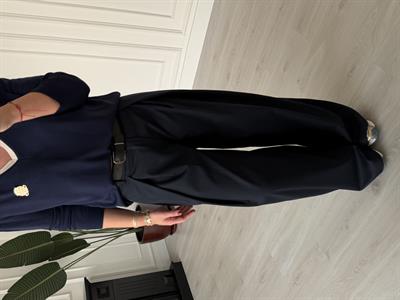 Kemerli Lacivert Palazzo Pantalon