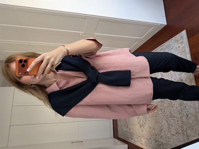 Modal Bağlama Detaylı , Pembe Gömlek