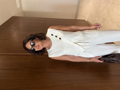 Orijinal Model , Premium Keten , Düğme Detaylı , Ekru Takım