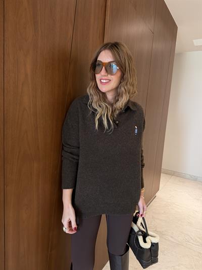 Orijinal Model , Polo Yaka , Ördek İşlemeli , Yumuşacık , Acıkahve Triko
