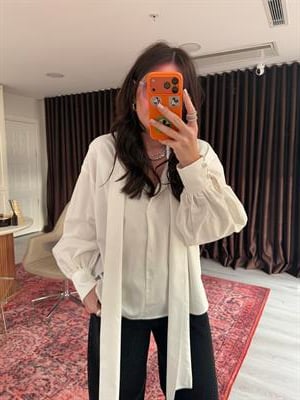 Şal Yakalı , %100 Cotton , Beyaz Tasarım Gömlek