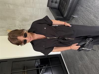 Siyah Tencel Ceket & Beli Lastikli Pantolon Takım