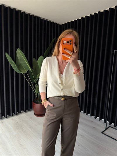 Dantel Bluzlu , Ekru Merserize Takım